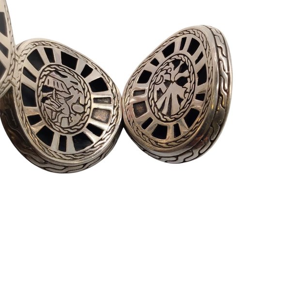 JOHN HARDY 925 STERLING SILVER AND 18K GOLD PALU HAMMERED DISC WIDE CUFF BRACELE - Picture 8 of 10